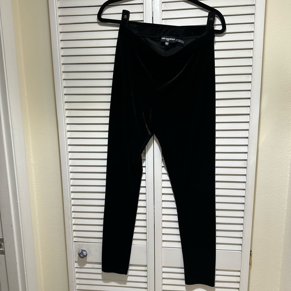 Karl Lagerfeld Classic Velvet Black Leggings for Women